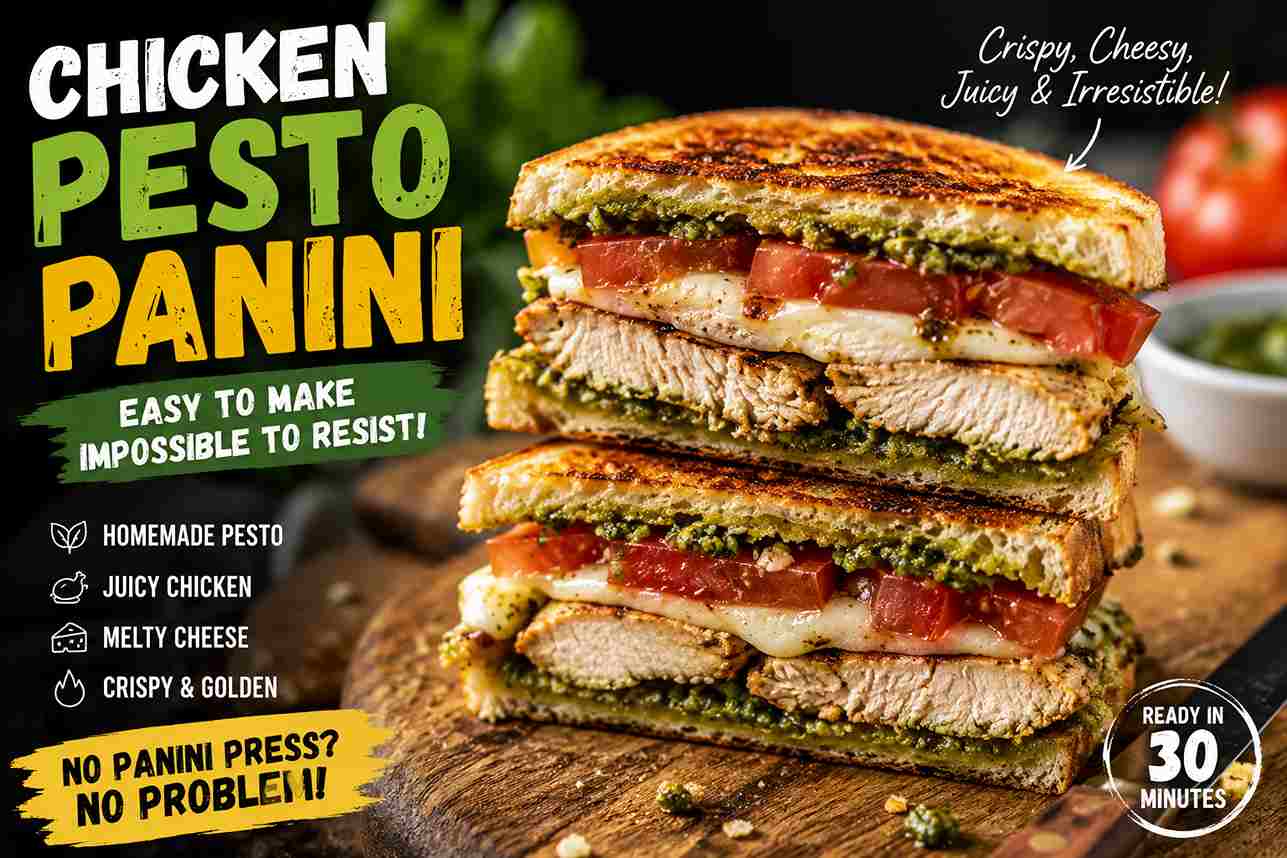 Chicken Pesto Panini Recipe: Easy Homemade Café-Style Sandwich Without a Panini Press